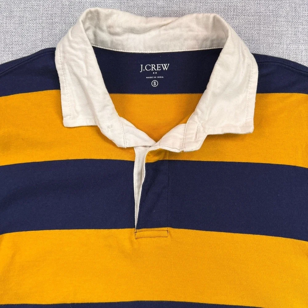 J.Crew Rugby‎ Shirt Striped Long Sleeve Men Small Navy Yellow Preppy College